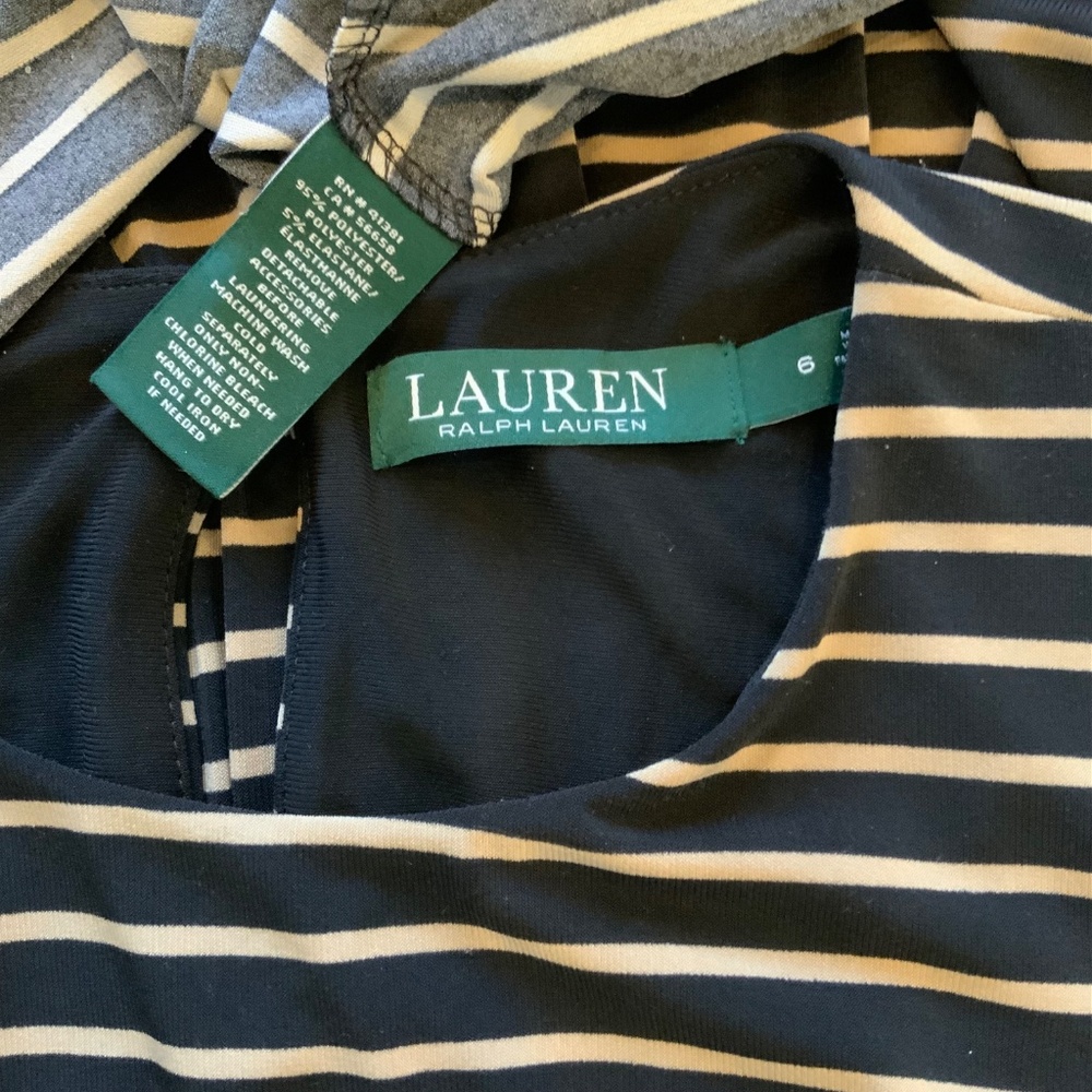 Lauren Ralph Lauren Striped Sleeveless Draped Maxi Dress - Picture 7 of 16